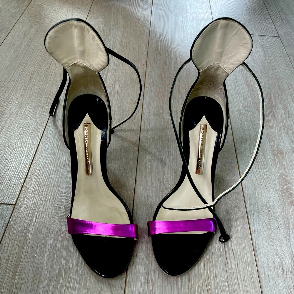 Sophia Webster Cool metallic purple, pony hair camo heels! 38 1/2